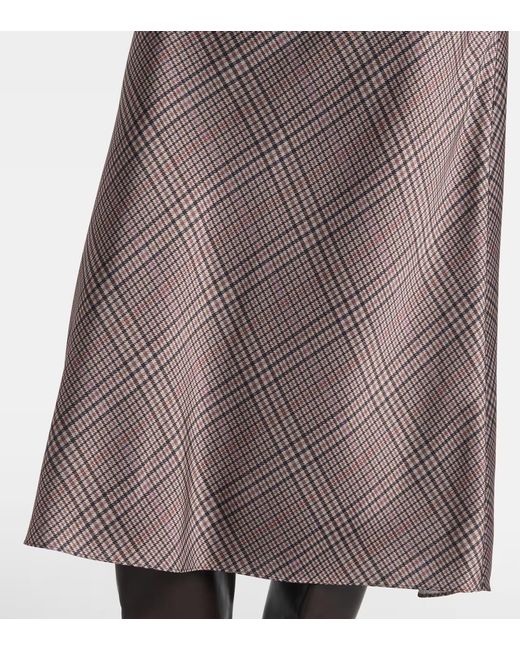 Vince Brown Plaid Satin Slip Skirt