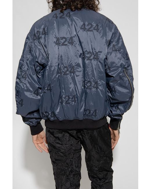 424 Blue 424 Reversible Emblem Bomber Jacket for men