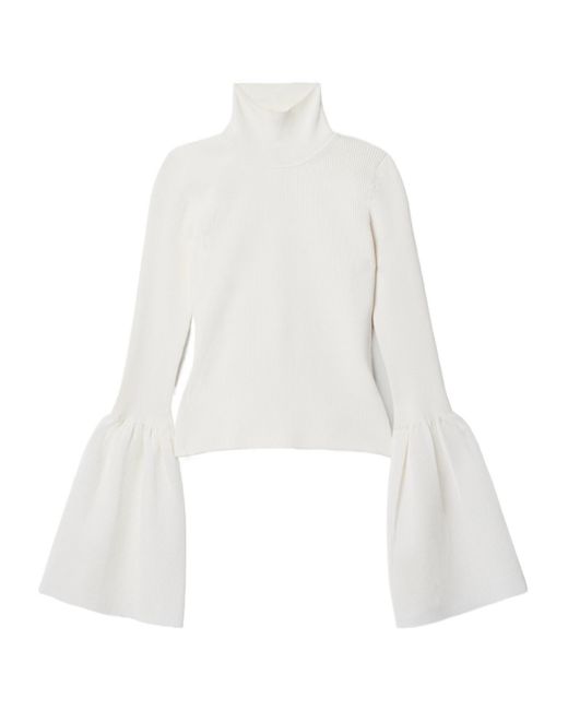 Altuzarra White Elastic Knitted Turtleneck Sweater