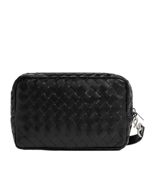 Bottega Veneta Black Wristlet Intrecciato Pouch for men