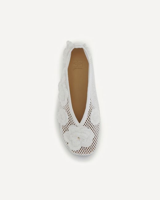 Ganni Gray Jenny Mesh Floral Ballet Flats