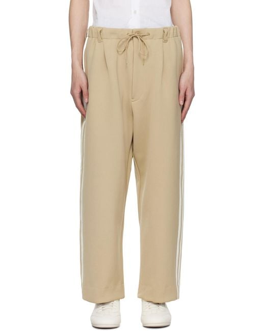 Y-3 Natural Signature 3-Stripes Logo Drawstring Track Pants for men