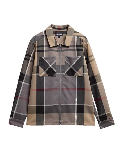 Barbour Gray Plaid Zipper Casual Jacket for men