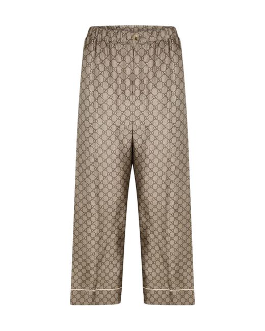 Gucci Gray Logo Wide-Leg Track Pants