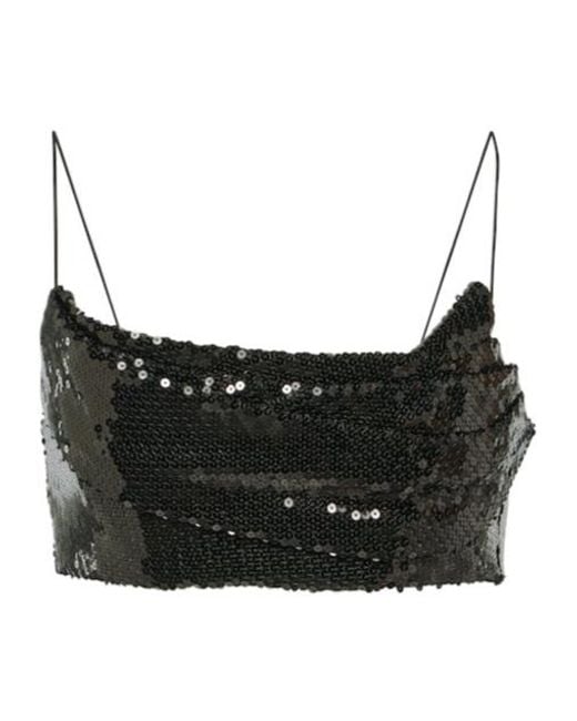 Alex Perry Black Sequined Crop Top