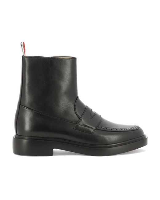 Thom Browne Black Penny Loafer Ankle Boots