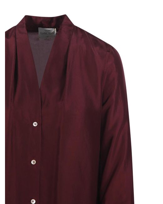 Forte_forte Purple Long Sleeves V-Neck Shirt
