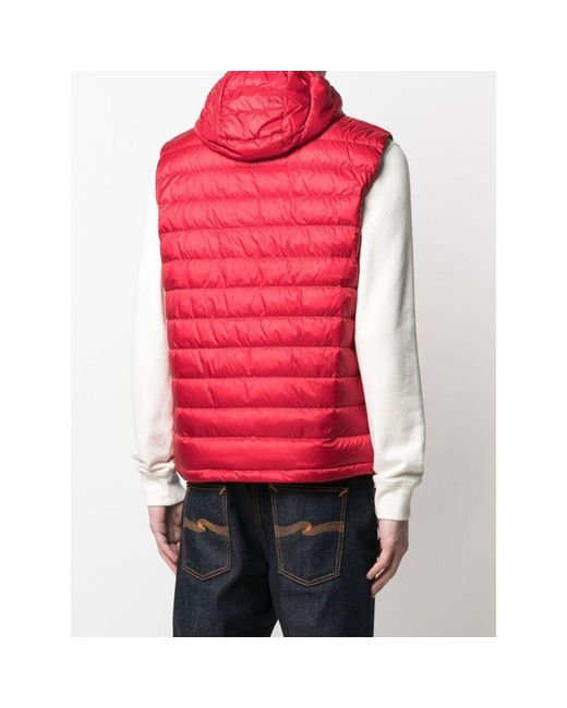 Paul & Shark Red Detachable-Hood Ultralight Down Vest for men