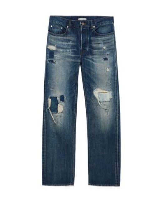 J.W. Anderson Blue Jw Anderson Distressed Mid-Waisted Straight-Leg Jeans for men