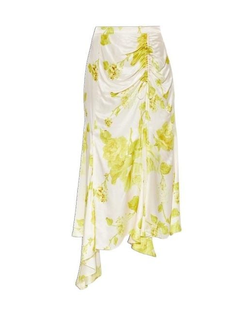 AllSaints Yellow Kathy Ruched Asymmetric Skirt