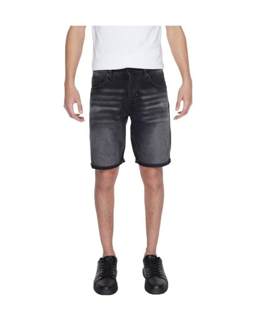 Antony Morato Gray Denim Shorts With Belt Loops for men