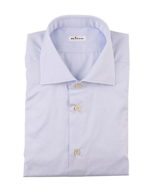 Kiton Blue Spread-Collar Button-Up Shirt for men