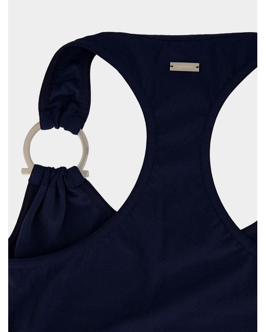 Ferragamo Blue Gancini One-Piece Swimsuit