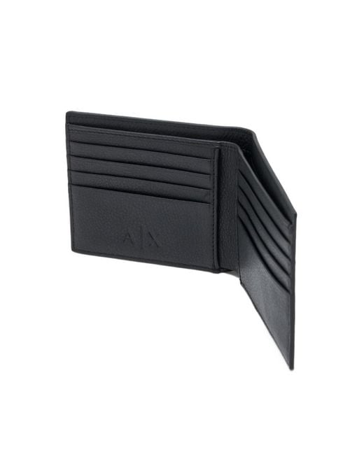 ARMANI EXCHANGE Black Smooth Texture Bifold Wallet for men