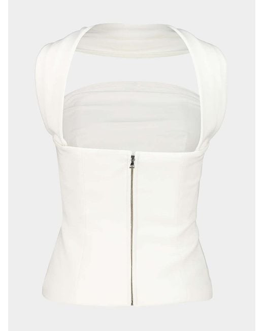 Roland Mouret White Cream Scarf Neckline Bustier Top