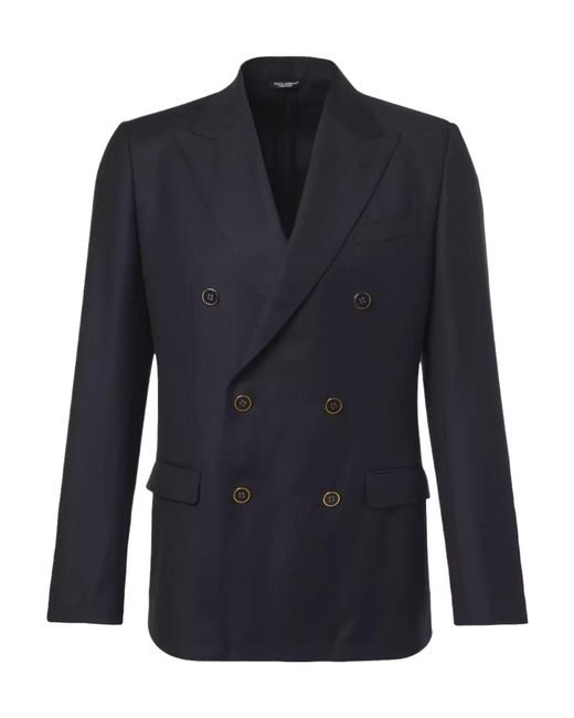 Dolce & Gabbana Blue Double-Breasted Blazer for men