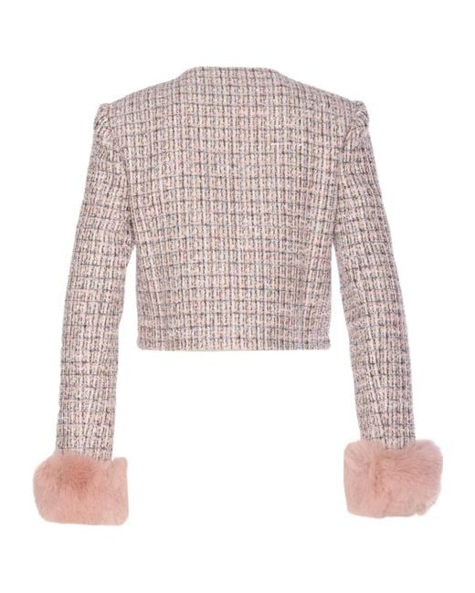 Self-Portrait Pink Crew Neck Long-Sleeved Jacket