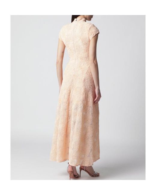 ROTATE BIRGER CHRISTENSEN Natural Floral-Pattern High-Neck Dress