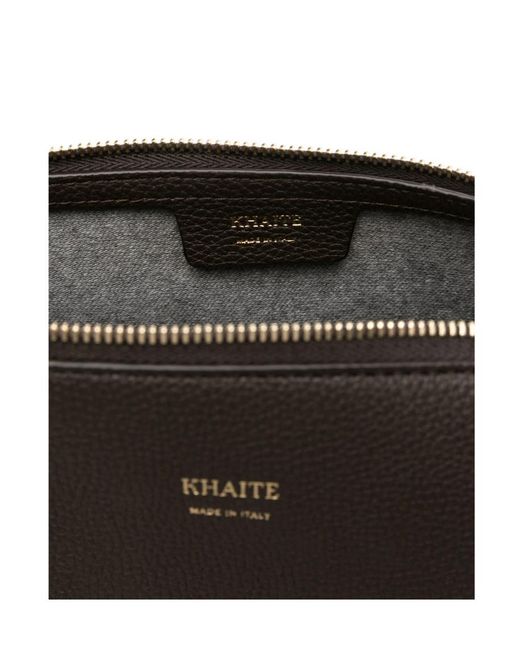 Khaite Black Lina Zip-Top Leather Shoulder Bag