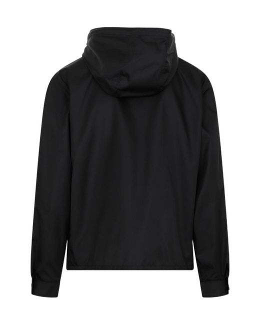 Prada Black Logo Plaque Zip-Up Jacket for men