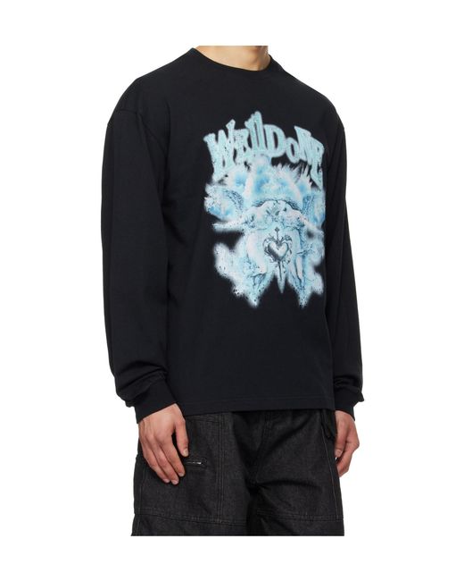 we11done Black Graphic-Print Sweatshirt for men