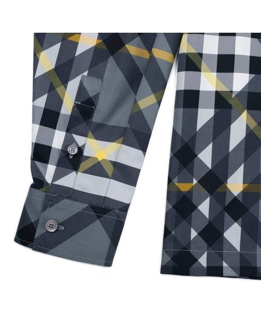 Burberry Blue Geometric-Pattern Printed Zipped Shirt for men