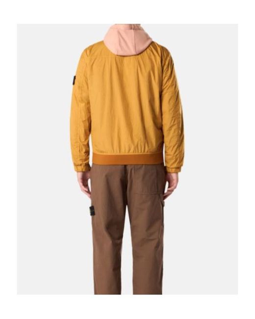 Stone Island Yellow Logo Patch Zip-Up Bomber Jacket for men