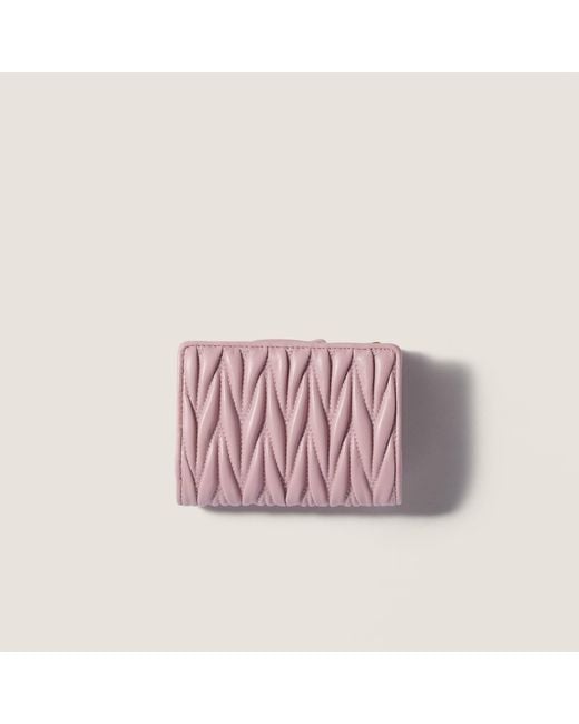 Miu Miu Pink Matelassé Nappa Leather Small Wallet