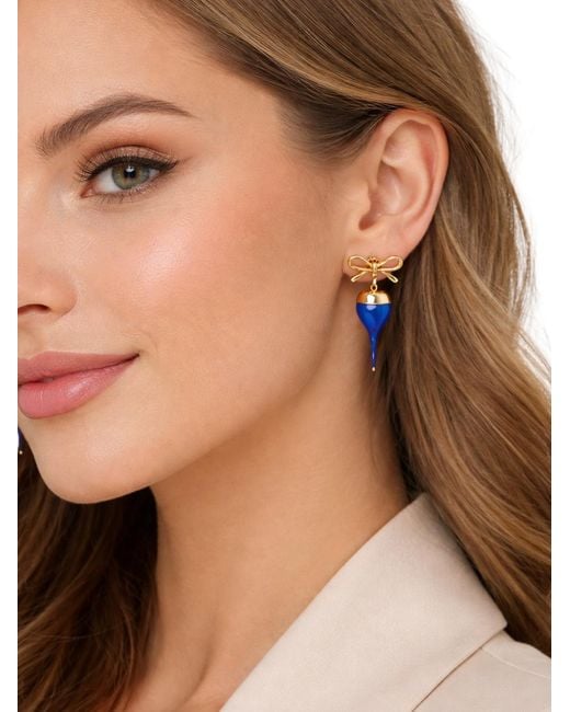 OTTOLINGER Blue Bow-Detail Heart-Drop Earrings
