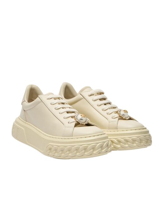 Casadei Natural Off Road Pearl Low-Top Sneakers