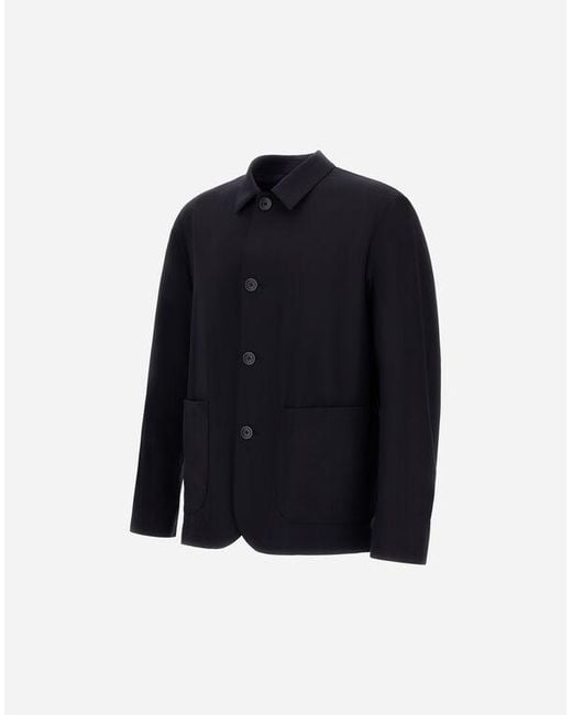 Herno Blue Single-Breasted Patch-Pocket Jacket for men