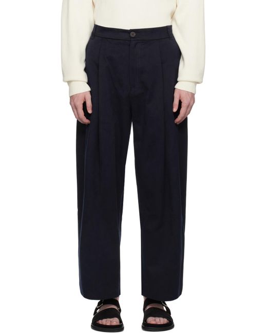 Studio Nicholson Blue Wide-Leg High-Waisted Trousers for men