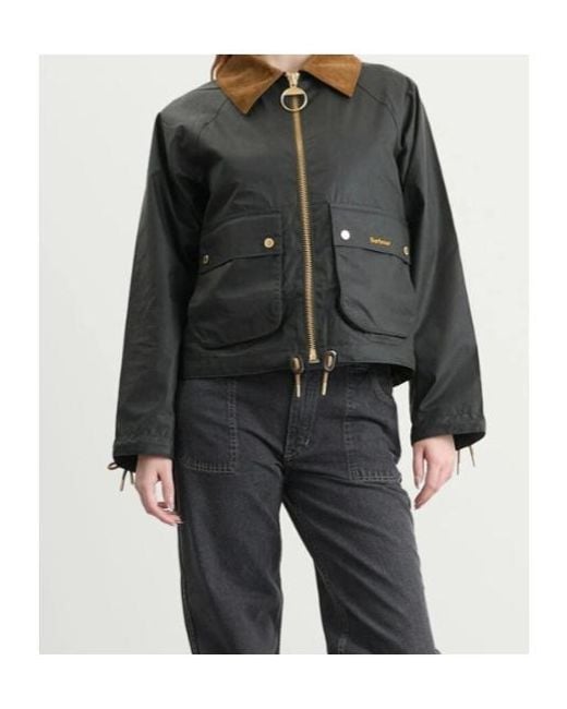 Barbour Gray Cropped Wax Jacket