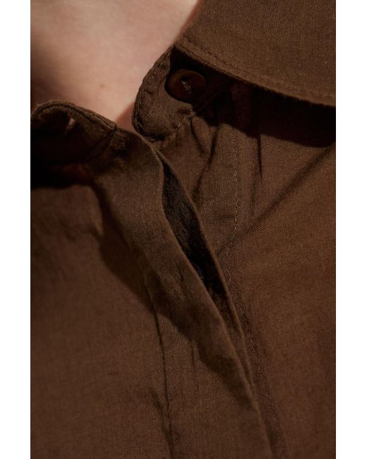 Officine Generale Brown Button-Down Cotton Shirt