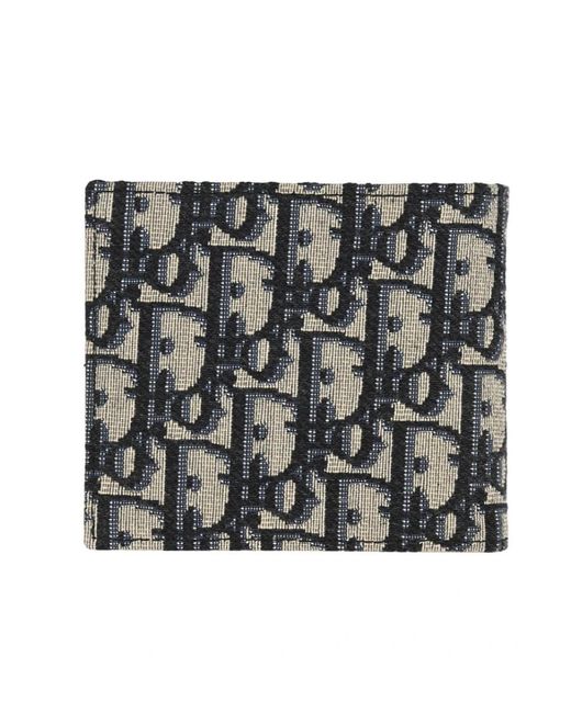 Dior Gray Homme Oblique Jacquard Compact Wallet for men
