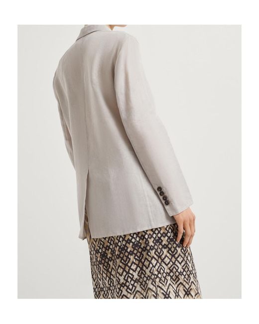 Brunello Cucinelli Gray Double-Breasted Cotton Blazer