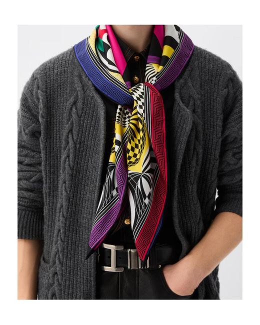 Versace White 'Theatre' Print Silk Scarf for men