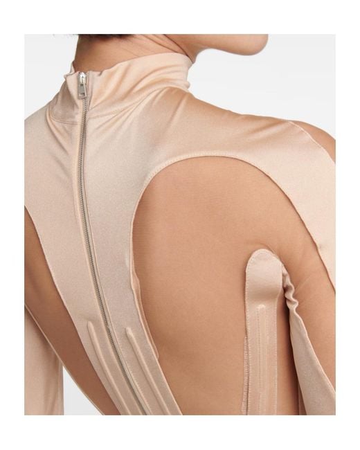 Mugler Natural Sewn-Together Lace Jumpsuit