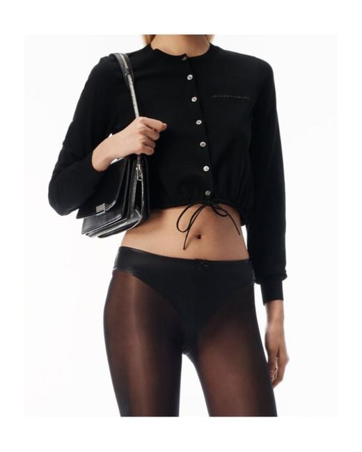 Alexander Wang Black Drawstring Hem Cardigan