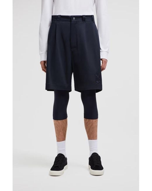 Moncler Blue Gabardine Bermuda Shorts for men