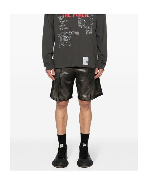 Maison Mihara Yasuhiro Gray Logo Patch Satin Bermuda Shorts for men