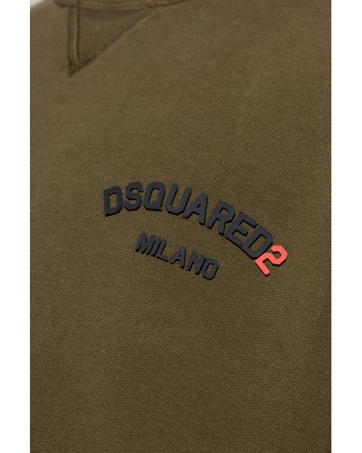 DSquared² Green Logo-Embossed Crewneck Sweatshirt for men