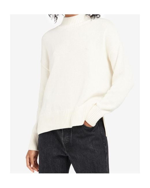 Barbour White Sandy High-Neck Jumper