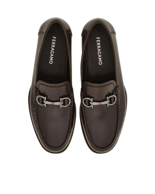 Ferragamo Black Gancini Buckle Loafers for men