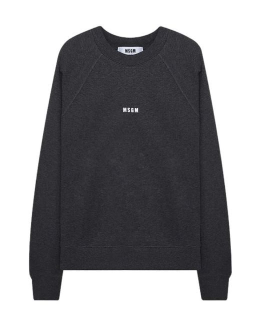 MSGM Black Cotton Embroidered-Logo Sweatshirt