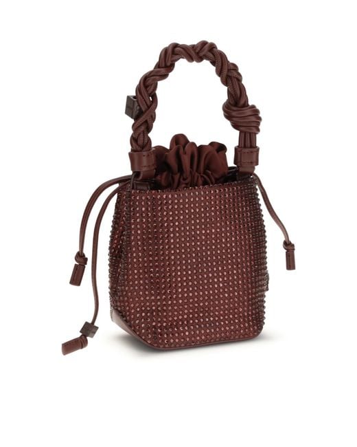 Ganni Red Mini Bou Drawstring Bucket Bag