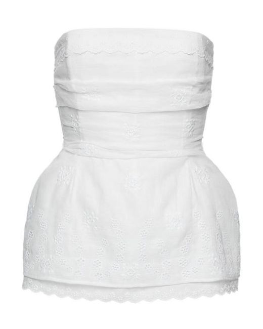 Magda Butrym White Embroidery Corset Top
