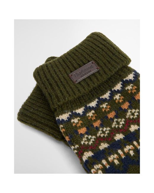 Barbour Green Knitted Gloves for men