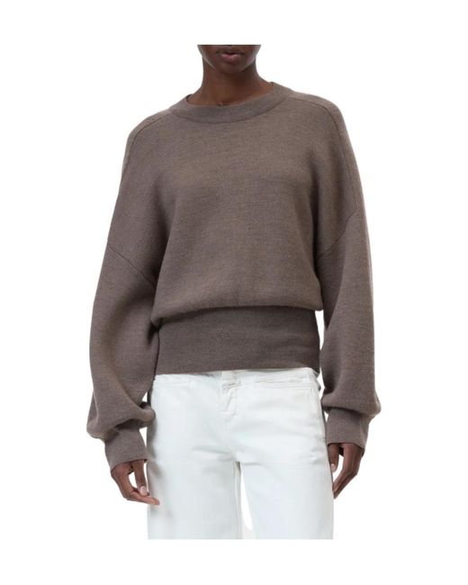 Closed Brown Long-Sleeve Crew-Neck Sweater