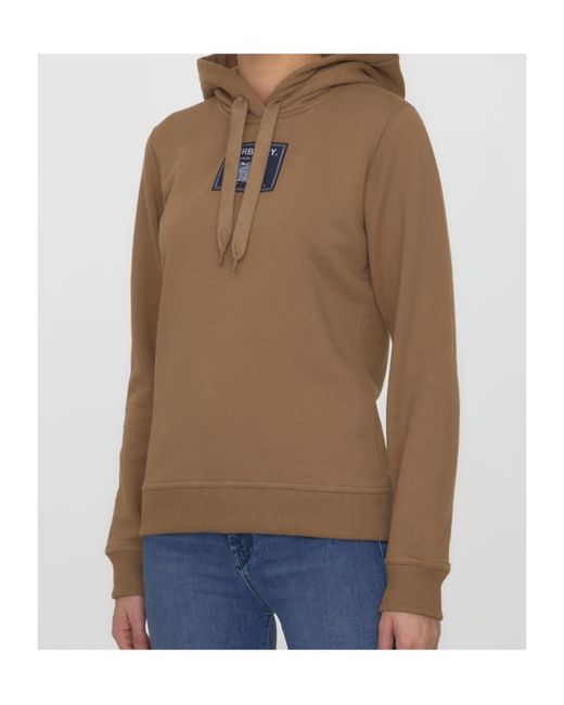 Burberry Brown Logo Patch Drawstring Hoodie
